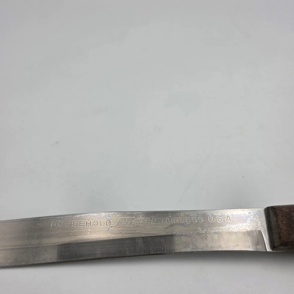Vintage Household Surgical Stainless Steel USA Knife Wood Handle 13.5